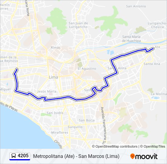 Mapa de 4205 de autobús