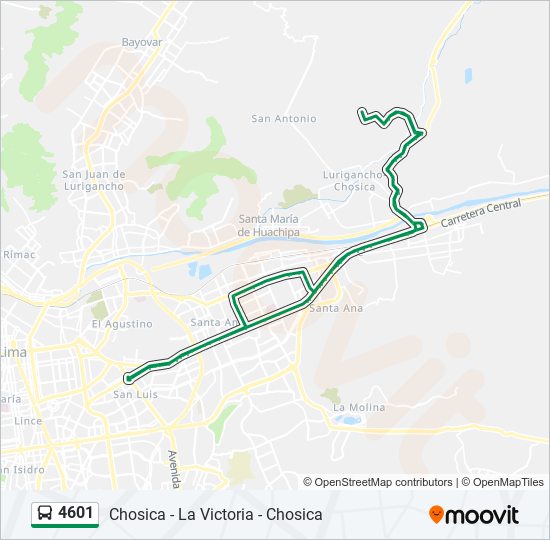 Mapa de 4601 de autobús