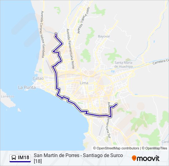 Mapa de IM18 de autobús