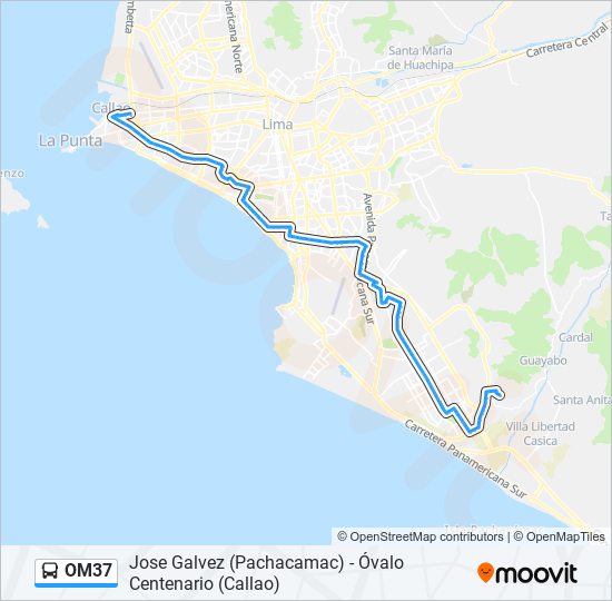 Mapa de OM37 de autobús