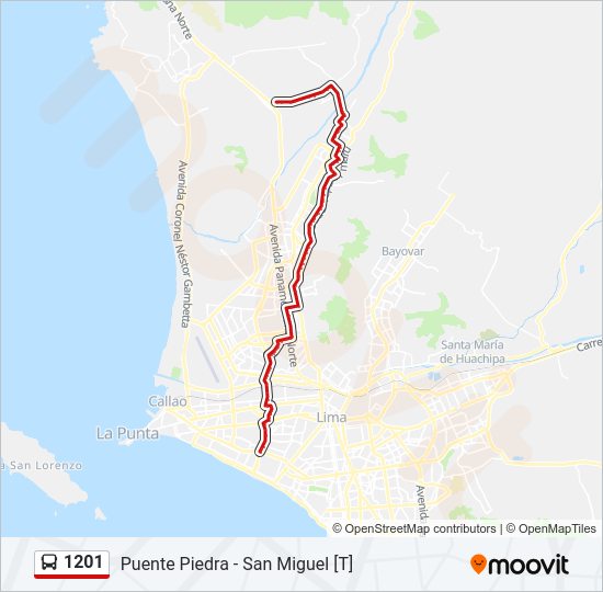 Mapa de 1201 de autobús