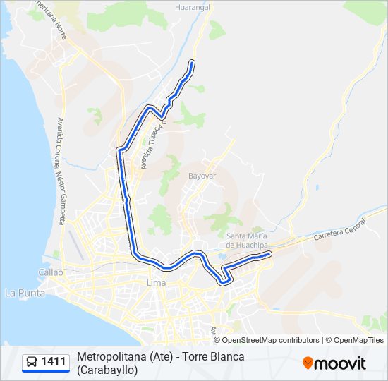 Mapa de 1411 de autobús