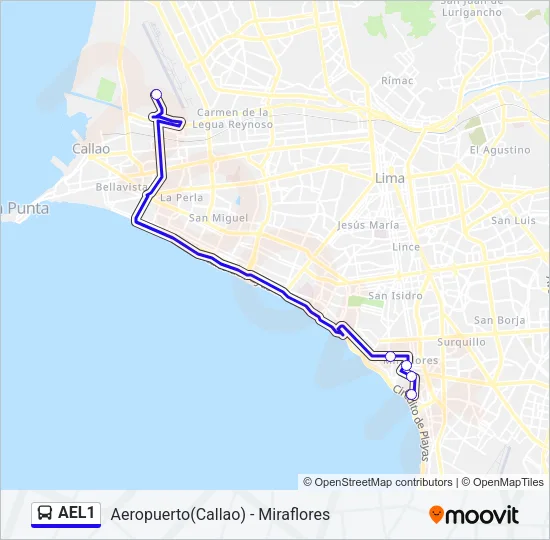 AEL1 Bus Line Map