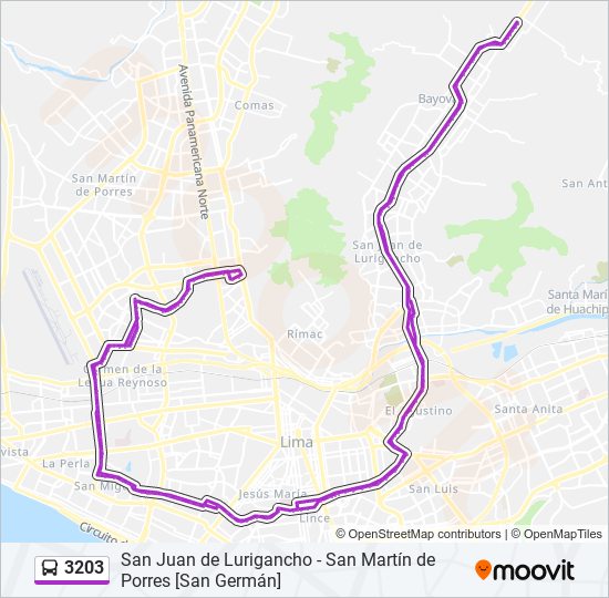 Mapa de 3203 de autobús