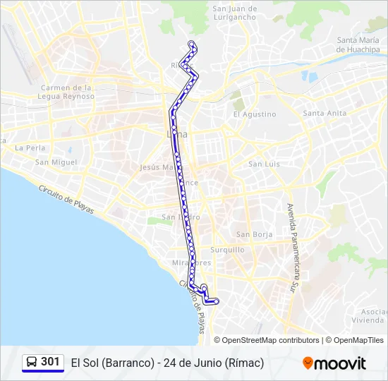 301 Bus Line Map