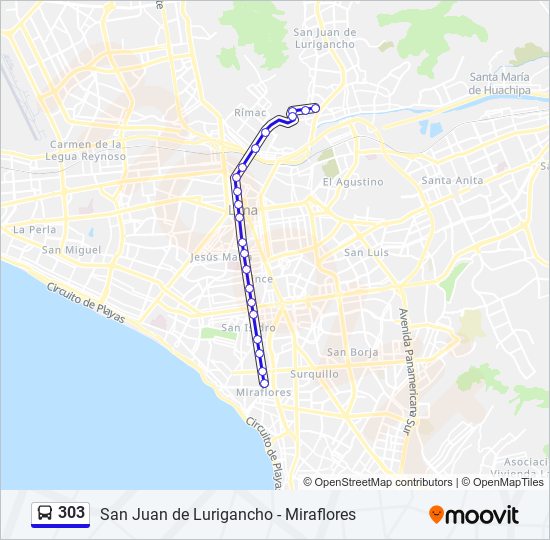 Mapa de 303 de autobús