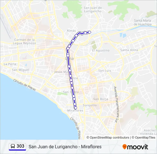303 Bus Line Map