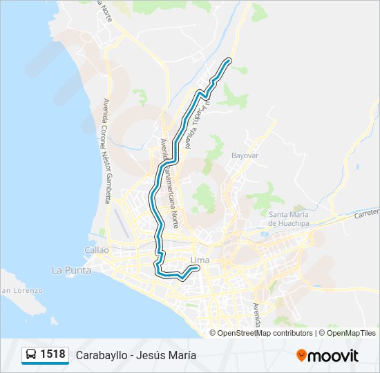 1518 bus Line Map