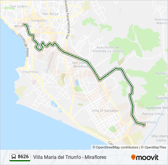 Mapa de 8626 de autobús