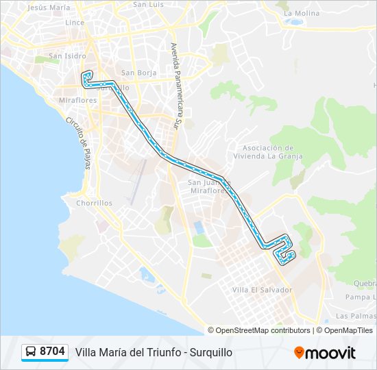 Mapa de 8704 de autobús