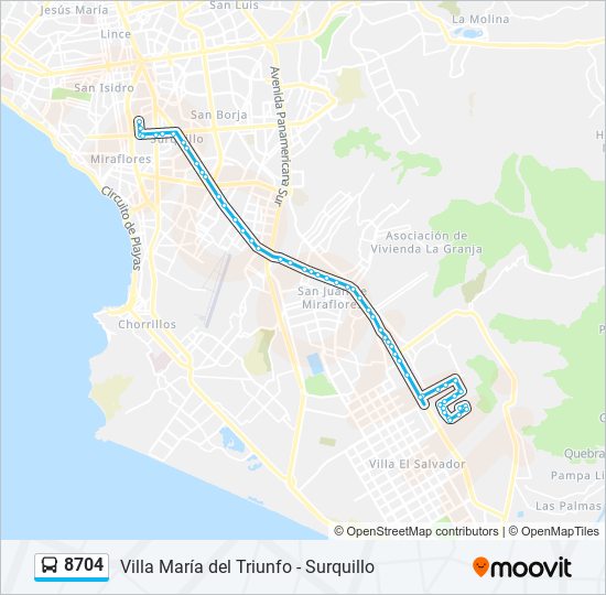 Mapa de 8704 de autobús