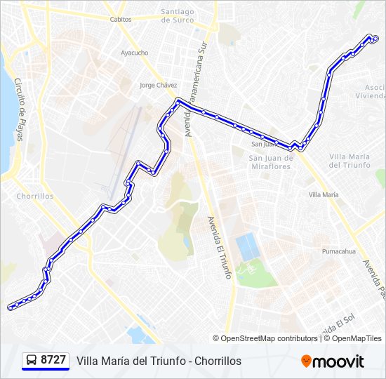 Mapa de 8727 de autobús