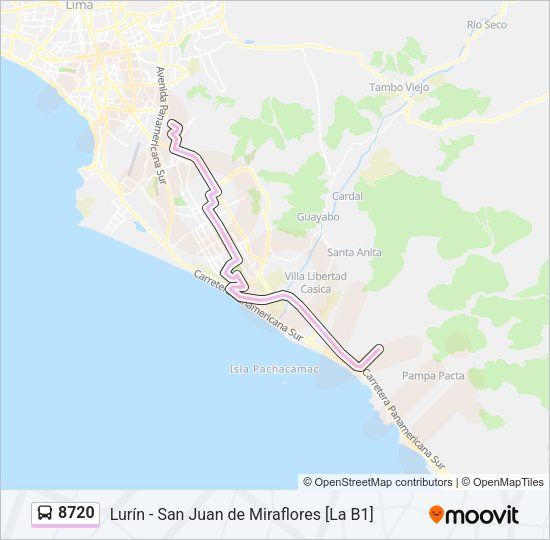 Mapa de 8720 de autobús