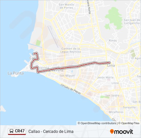 Mapa de CR47 de autobús