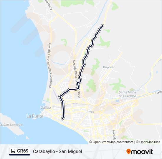 Mapa de CR69 de autobús