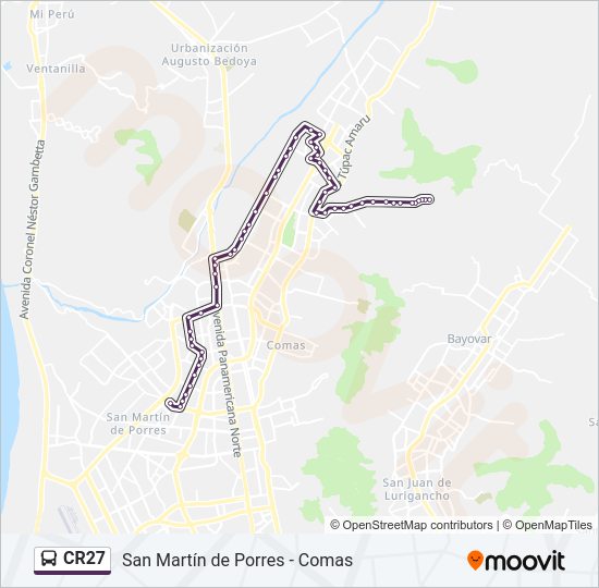 Mapa de CR27 de autobús