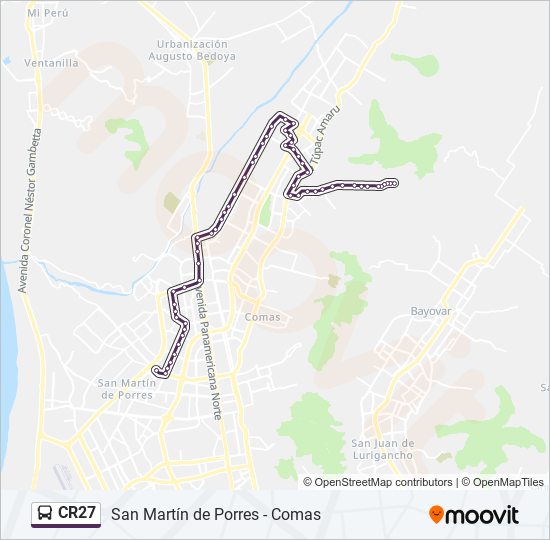 Mapa de CR27 de autobús