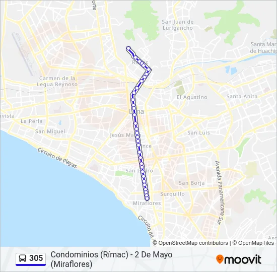 305 Bus Line Map