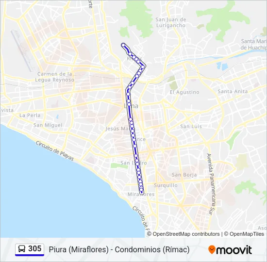 305 Bus Line Map
