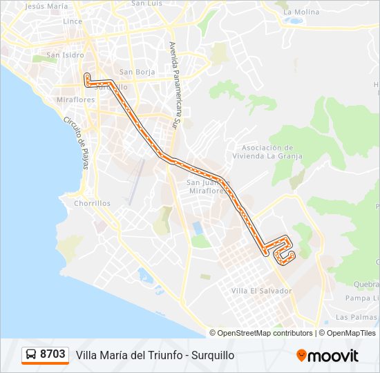 Mapa de 8703 de autobús