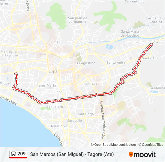 209 Bus Line Map