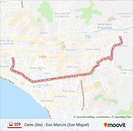 209 bus Line Map