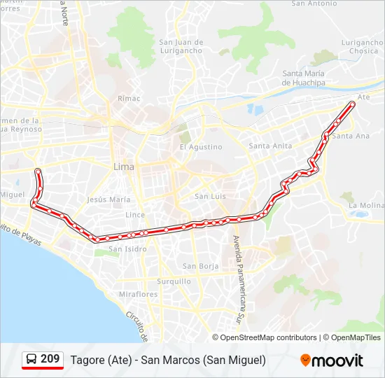 209 Bus Line Map