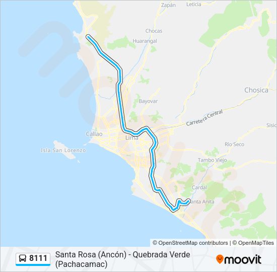 Mapa de 8111 de autobús