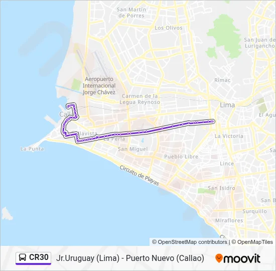 Mapa de CR30 de autobús