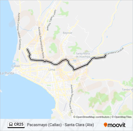 Mapa de CR25 de autobús