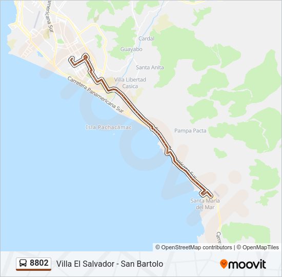 Mapa de 8802 de autobús