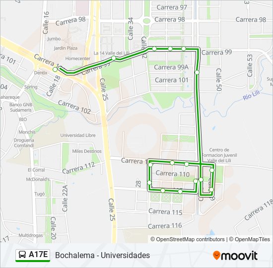 A17E bus Line Map