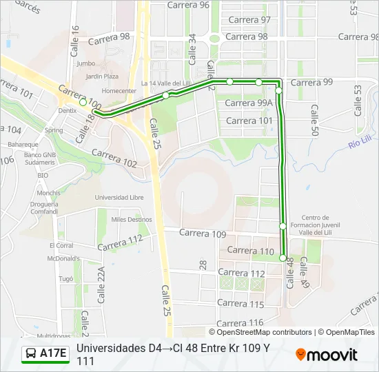A17E Bus Line Map