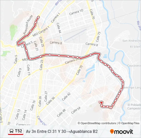 T52 Bus Line Map