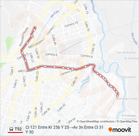 T52 Bus Line Map