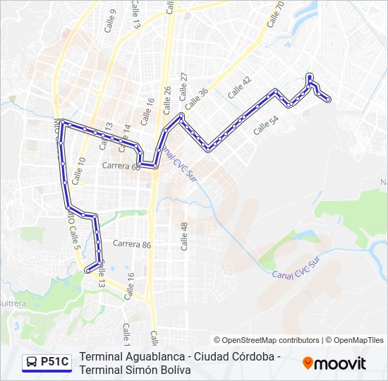 Mapa de P51C de autobús