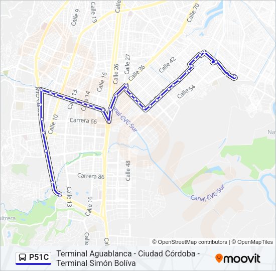 Mapa de P51C de autobús