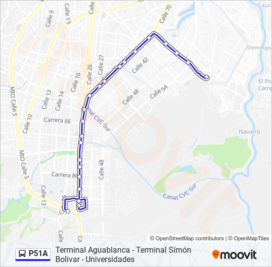 Mapa de P51A de autobús