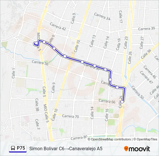 P75 Bus Line Map