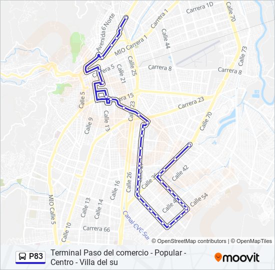 Mapa de P83 de autobús