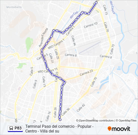 Mapa de P83 de autobús