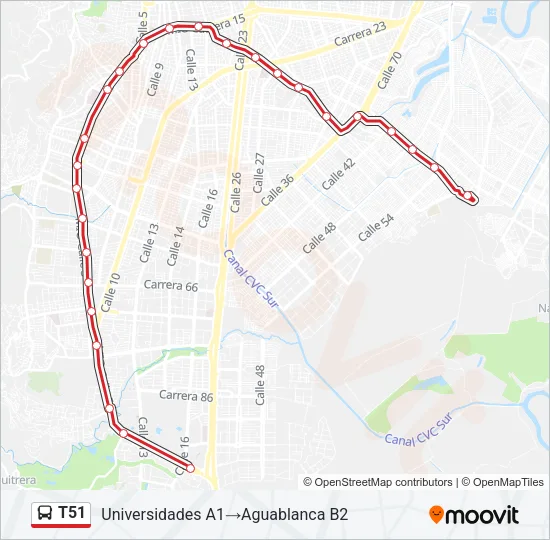 T51 Bus Line Map