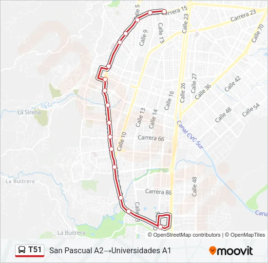 T51 Bus Line Map