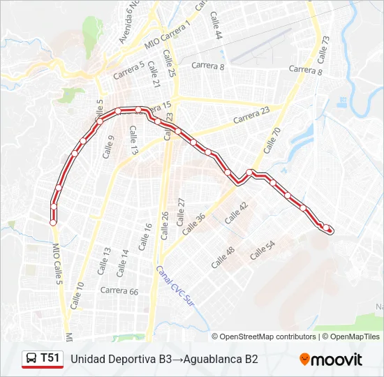 T51 Bus Line Map