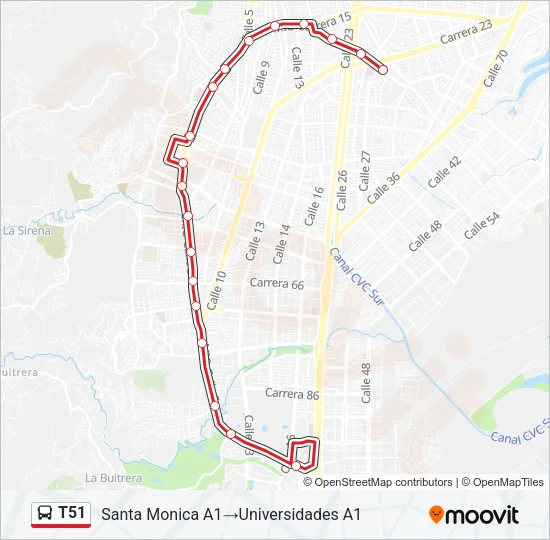 T51 Bus Line Map