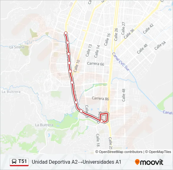 T51 Bus Line Map