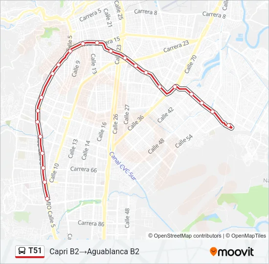 T51 Bus Line Map