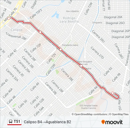T51 Bus Line Map