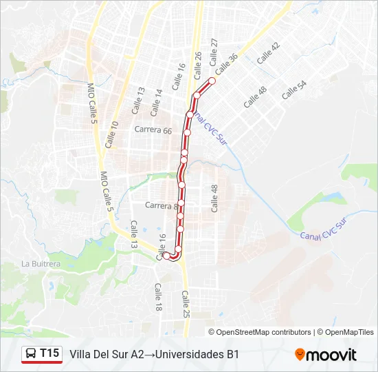 T15 Bus Line Map