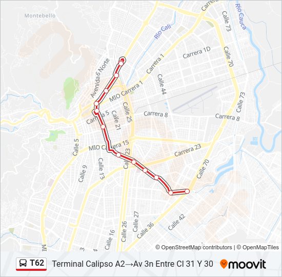 Mapa de T62 de autobús